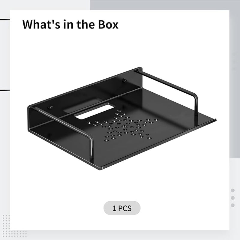 رفرف جهاز عرض الحائط الأسود من الألومنيوم حامل بدون حفر شريط مضاد للانزلاق - Image 5